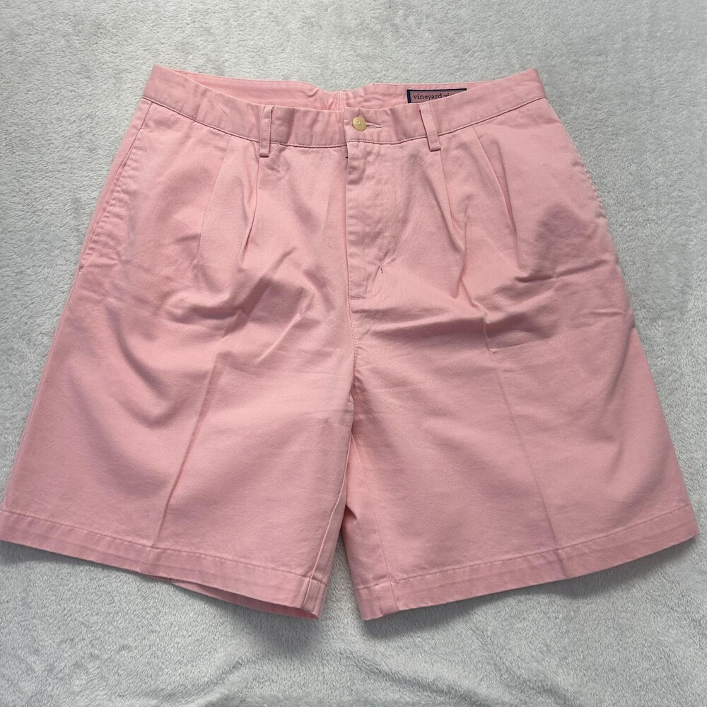 Vineyard Vines Shorts Mens 34 Pink Chino Cotton Relaxed Fit Pockets 9 Inseam